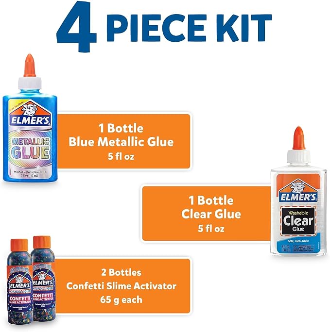 Elmer’s Confetti Slime Kit, Slime Supplies Include Metallic Glue, Confetti - Image 4