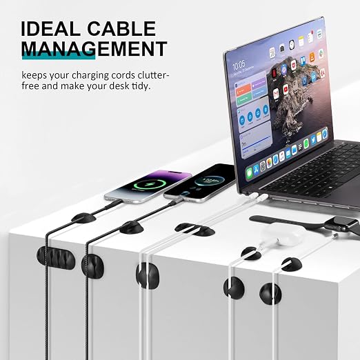 16Pack Black Desk Cable Management, Adjustable Cord Organizer Cable Clips - Image 2