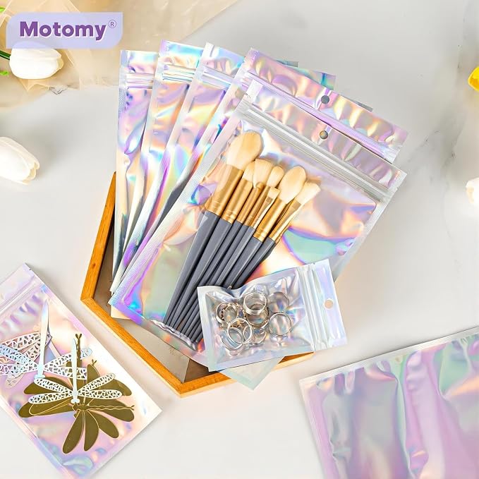 100Pcs Holographic Packaging Bags, 3.5x4.7 inch Resealable Foil Pouch Mylar - Image 3