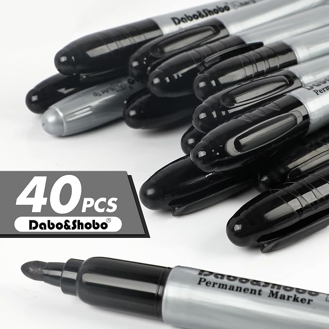 Dabo&Shobo Permanent Markers Jumbo Size, Bullet Tip, Large Black Permanent - Image 2