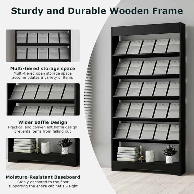 LHIUGE 6-Layer Brochure Display Rack, Freestanding Wooden Magazine Rack - Image 3