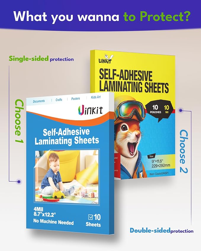 Uinkit 4mil Thicker Self-Adhesive Laminating Sheets, No Heat Needed - Image 6