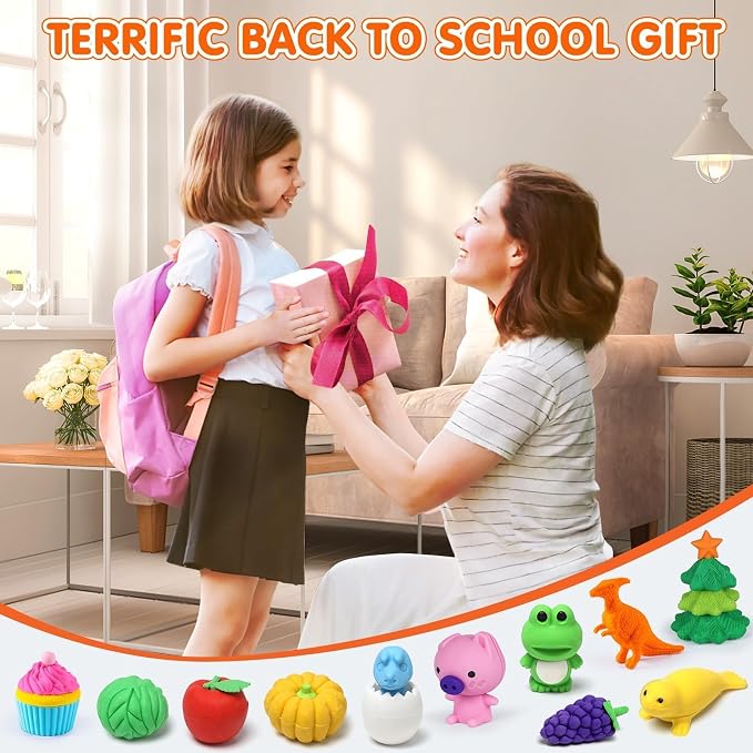 40 Pcs Animal Erasers Desk Pet for Kids 3D Puzzle Pencil Eraser Treasure Box - Image 6