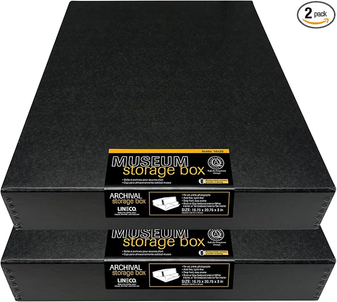 Lineco Museum Archival Storage Box, 16.75x20.75x3 in. Drop Front Design. by Lineco