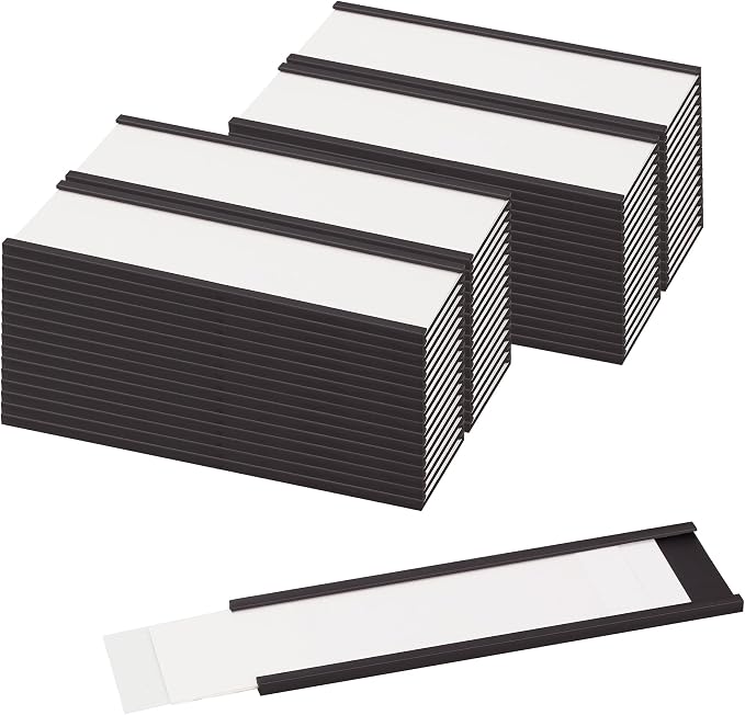 LLPT Magnetic Label Holder 4" x 1.2" 50 Packs C Channel 300g White Paper Cards by LLPT-AllAboutAdhesiveTapes