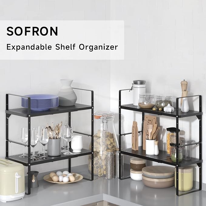 SOFRON Expandable Cabinet Organizer Shelf, Stackable Shelf Riser - Image 5