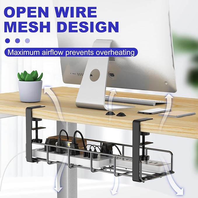 Under Desk Cable Management Tray, 31.5'' No Drill Steel Cable Tray Organizers - Image 7