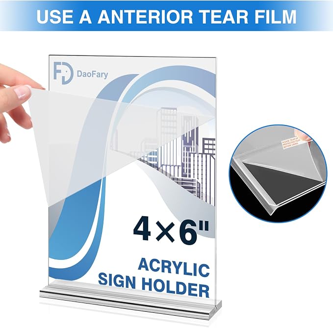 20 Pack Acrylic Sign Holder 4 x 6 Clear Display Table Signs Stand, Double Sided - Image 7