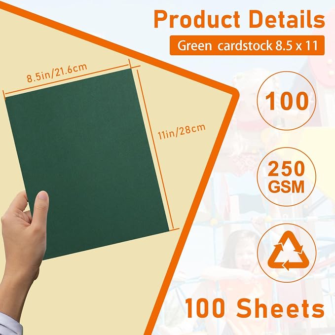 100 Sheets Dark Green Cardstock 8.5 x 11 Scrapbook Paper, 92lb Heavyweight - Image 2