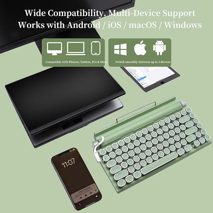 Adventurers Retro Typewriter-Style Mechanical Keyboard, 83 Keys, 75% Compact - Image 5