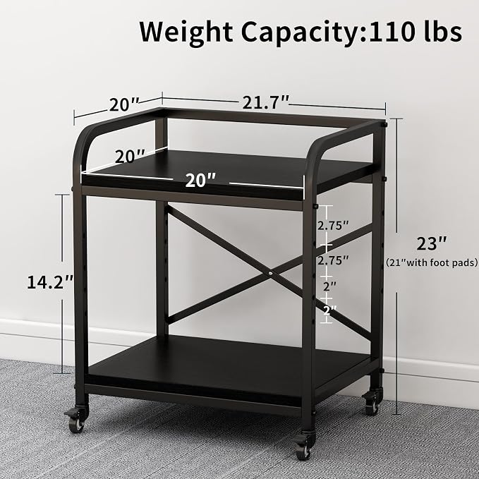 Vokumba 2 Tier Large Printer Stand, 20 x 20 Inches Printer Table - Image 4