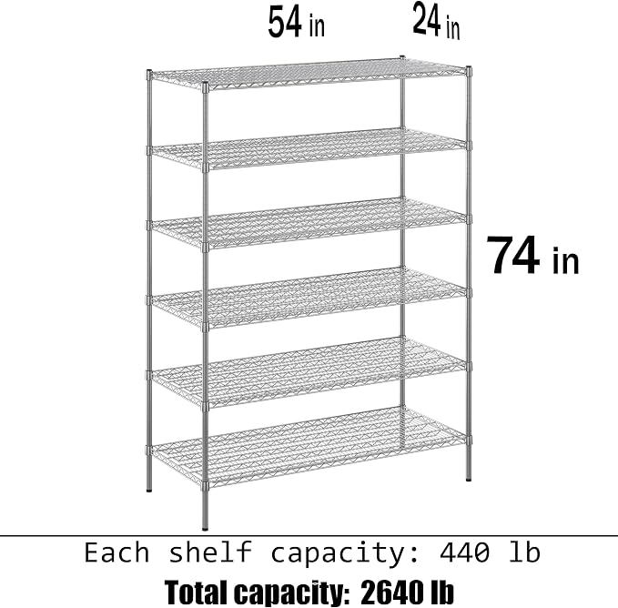 Regal Altair 24" Deep x 54" Wide x 74" Height Wire Shelving Kit | 6-Tier | NSF - Image 3