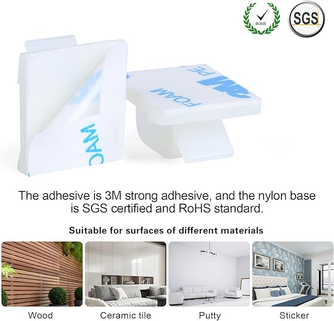 XHF 3/4” Adhesive Cable Wire Clips White 120pcs, Cable Staples Outdoor Cable - Image 3