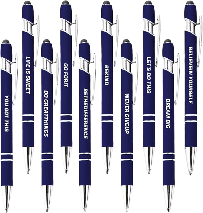 CRME 10pcs Inspirational Blue Pens Ballpoint Set Multi Tool Pens by Unknown