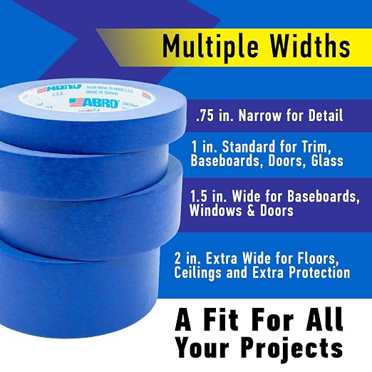 ABRO 24 Pack Blue Painters Tape: 36mm x 55M All Purpose Blue Tape, Temporary - Image 4