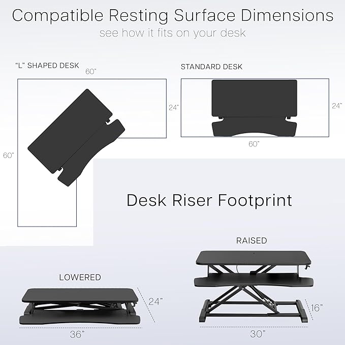 VIVO 36 inch Desk Converter, K Series, Height Adjustable Sit to Stand Riser - Image 7