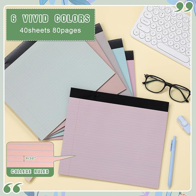 Lincia 6 Pcs 11" x 9.5" Legal Pads College Ruled Notepad Landscape Notebook - Image 3