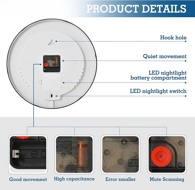 Vozoza Pickleball Game Sports 12 Inch Analog Wall Clocks Battery-Operated - Image 4