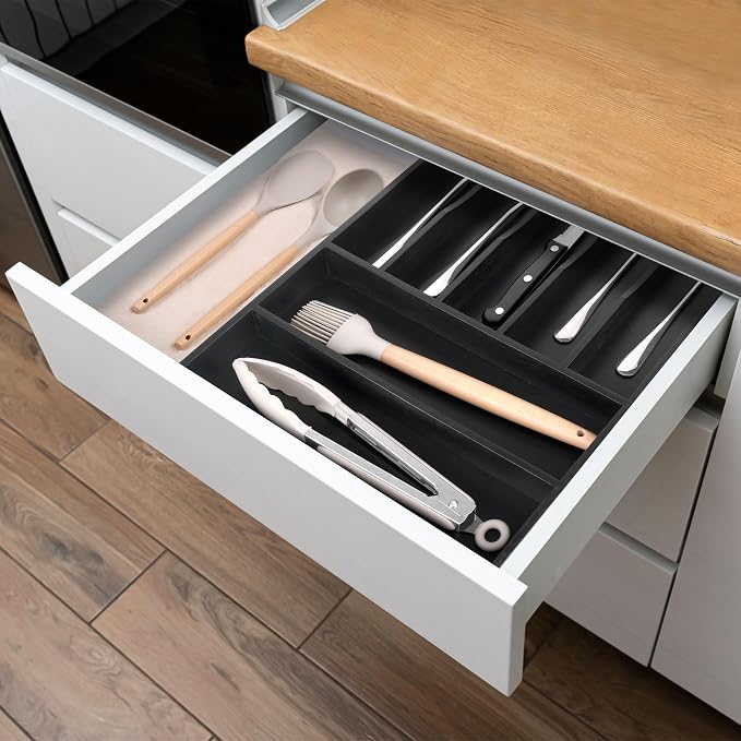 oridom Kitchen Bamboo Silverware Organizer, Kitchen Drawer Organizer - Image 9