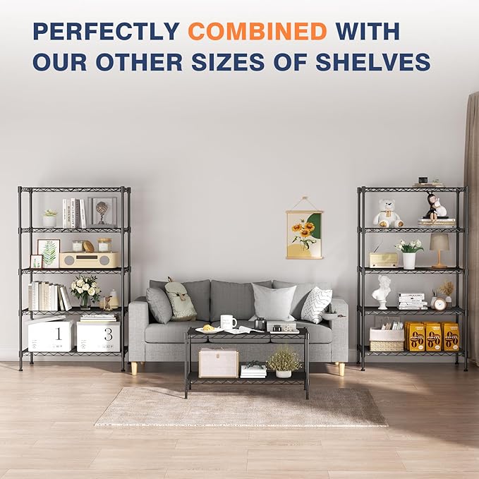 VANZBON 5-Tier Heavy Duty Wire Shelving Unit, Wire Shelf Racks - Image 7