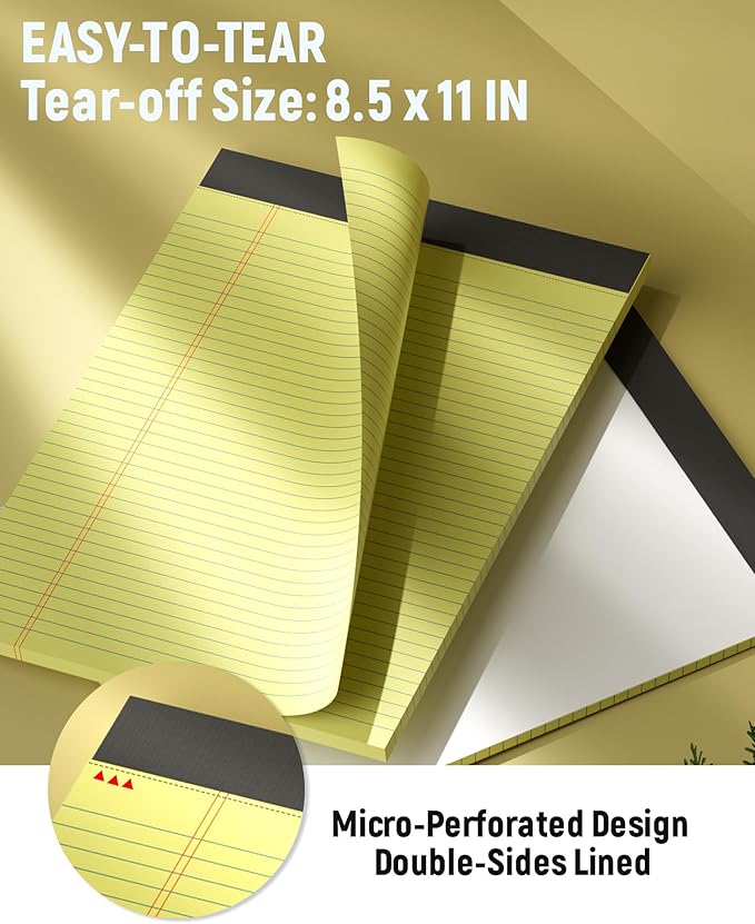 Legal Pads 8.5 x 11 College Ruled, 12 Pack Yellow Legal Note Pads 8.5 x 11 - Image 3