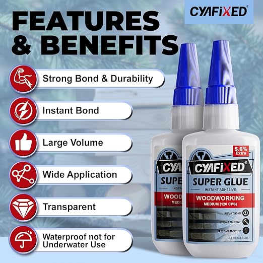 Wood Super Glue 113.6 Gram 4oz, All Purpose Strong CA Glue - Image 2