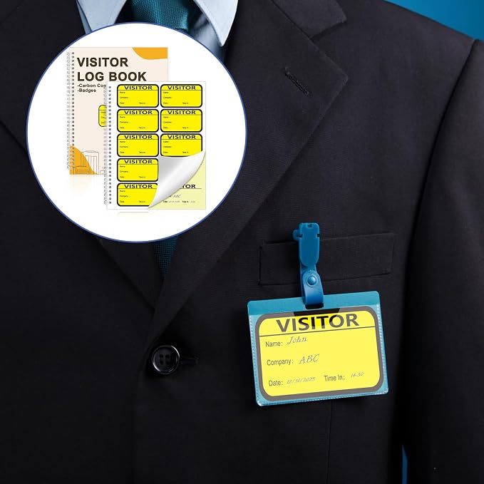 3 Pack Visitor Badges with Carbon Copy Visitor Stickers Letter Size Visitor Log - Image 7