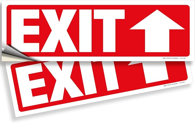 iSYFIX Exit Signs Stickers 2 Pack 12x4 Inch by iSYFIXPREMIUMSIGNS