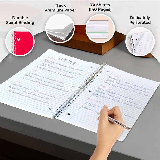 Rosmonde 5000 Packs 1 Subject Notebooks, Spiral Notebook Bulk, College Ruled - Image 2