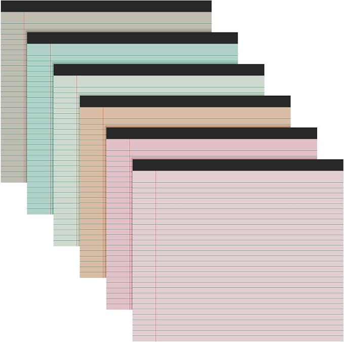 Lincia 6 Pcs 11" x 9.5" Legal Pads College Ruled Notepad Landscape Notebook by Lincia