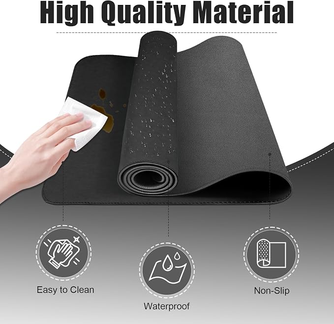 BLESWIN Desk Pad Protector, Leather & Suede Desk Mat, Non-Slip Desk Pad Mat - Image 3