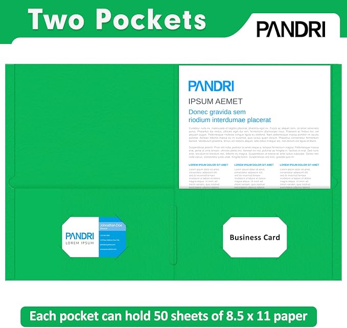 Two Pocket Folders, PANDRI 160 Pack 2 Pocket Folders, Letter Size Paper File - Image 3