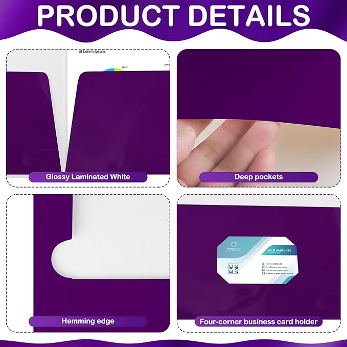 Yeaqee 100 Pack 2 Pockets Glossy Laminated Paper Folder First Day of School - Image 3