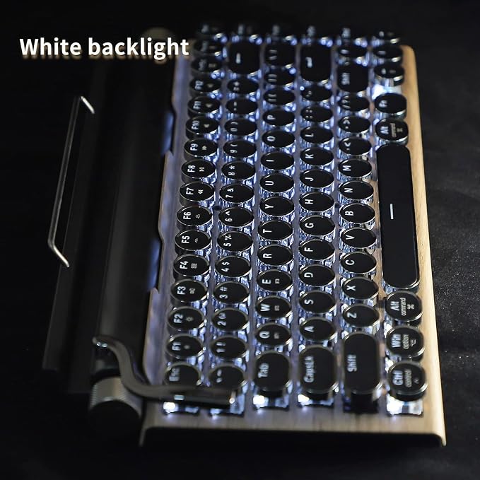 Adventurers Typewriter-Style Retro Mechanical Keyboard LED Backlight 83 Keys - Image 5