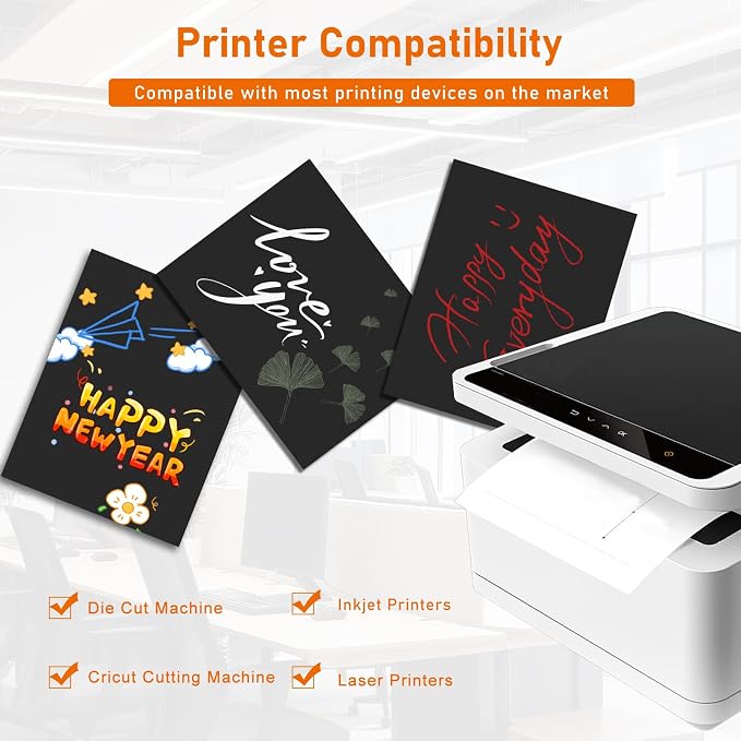 100 Sheets Black Cardstock 8.5 x 11 Certificate Paper, 92lb Heavyweight Printer - Image 4