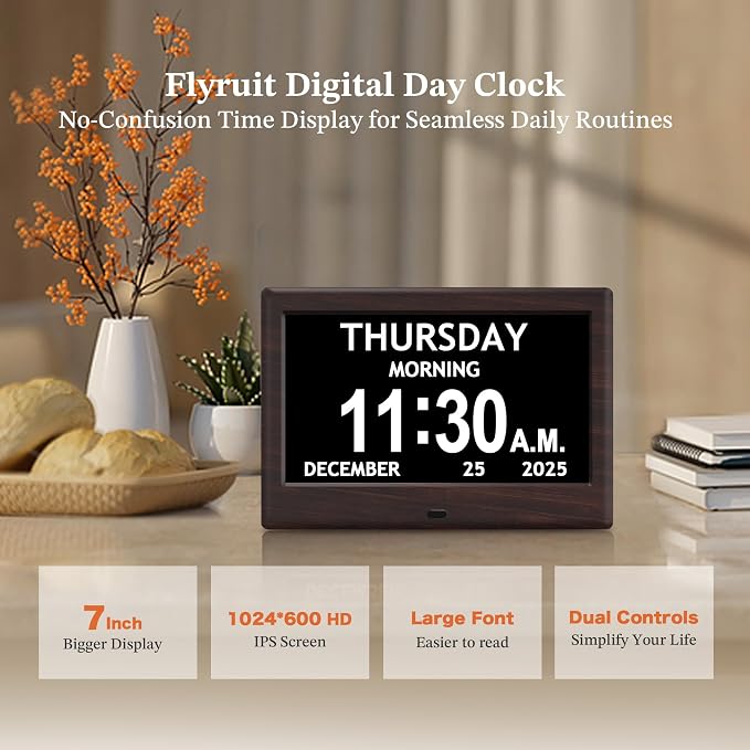 7'' Dementia Clock For Seniors, Large Display Digital Clock - Image 2