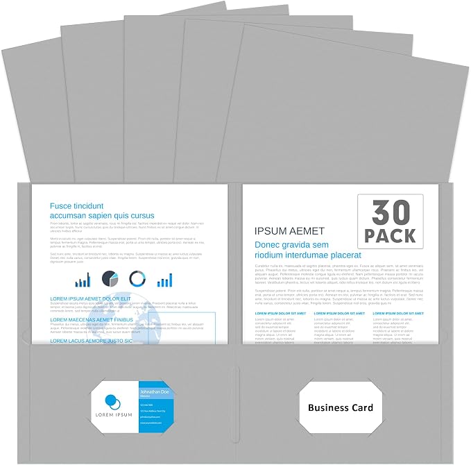 Two Pocket Folders, PANDRI 30 Pack 2 Pocket Folders, Letter Size Paper File by PANDRI