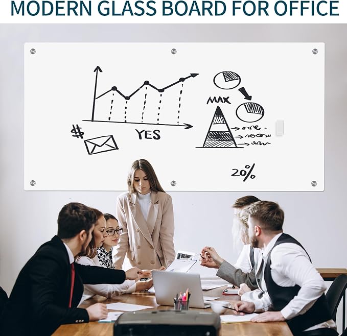 Magnetic Glass Whiteboard 6' x 3', Large Glass Dry Erase Board 70 x 35 Inches - Image 4