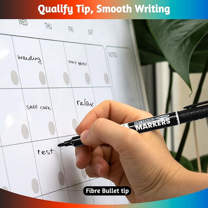 SUQJOY Dry Erase Markers, Fine Tip Whiteboard Marker, Low Odor Dry Markers - Image 4