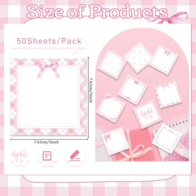 Pink Bow Sticky Notes Gifts - Image 2