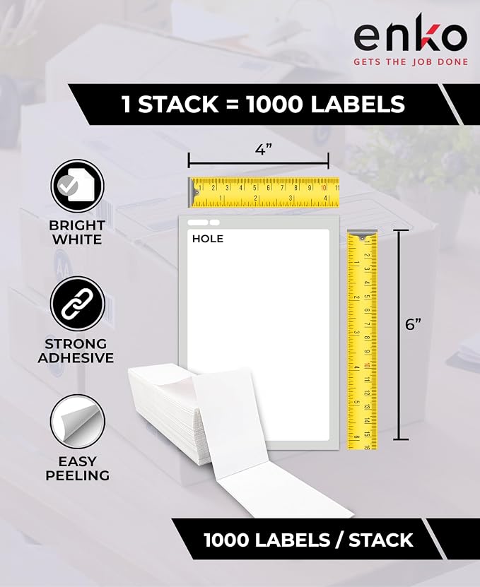 enKo 4x6 Thermal Fan Fold Labels Compatible - Image 2