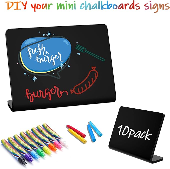 10 Pack Acrylic Mini Chalkboard Signs - Image 3