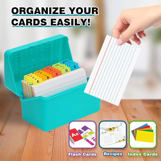 H4D 3x5 Index Card Holder with 100 Heavyweight Ruled Index Cards and 25 Plastic - Image 6