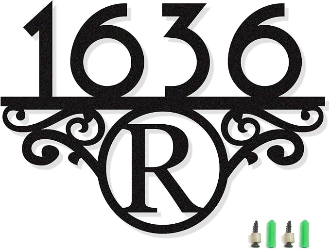 Personalized Address Signs for Houses, House Numbers for Outside Modern by HYTSIGN