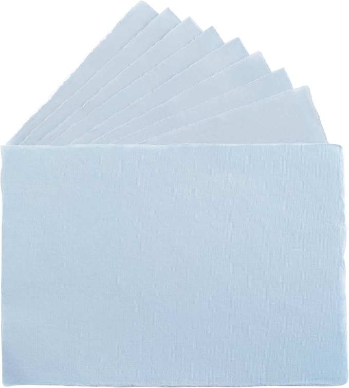 Wanderings 50 Pack Blue A6 Handmade Deckled Edge Cotton Paper - Image 9