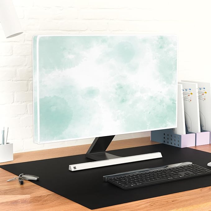 Baocicco Abstract Watercolor Waterproof Computer Monitor Cover 26, 28 Inch Cyan - Image 6