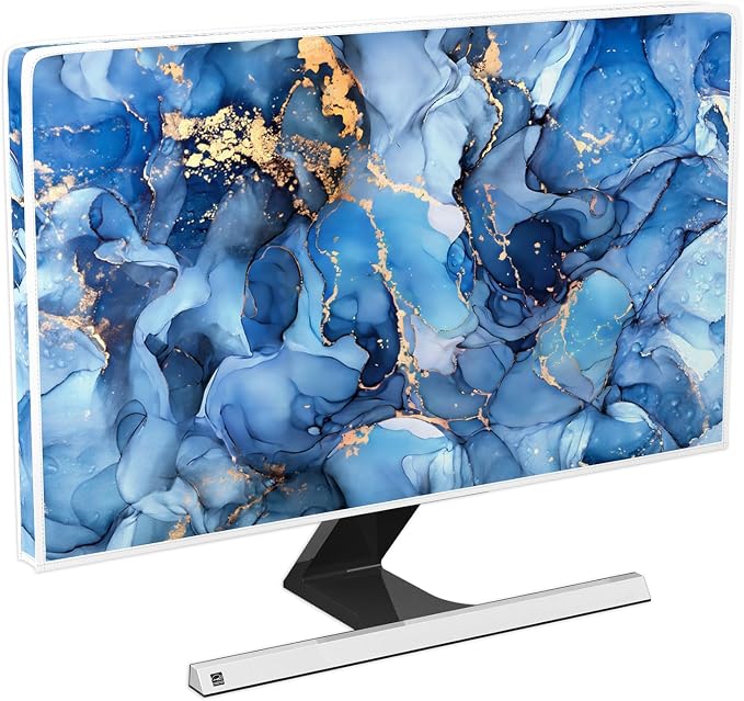 Baocicco Navy Blue Gold Marble Waterproof TV Dust Cover 80 Inch Creative by Baocicco