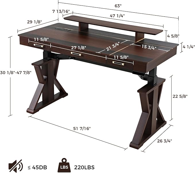 EUREKA ERGONOMIC Ark SWS Standing Desk, 63 inch Executive Desk w Drawers - Image 2