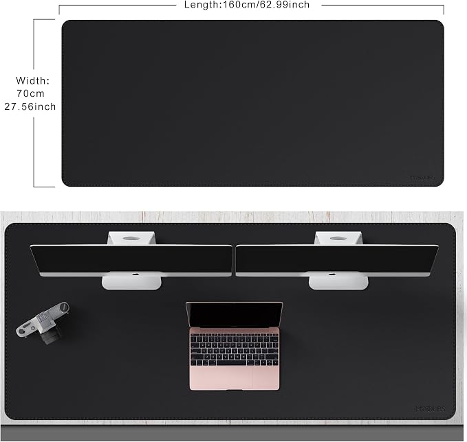 Mydours Giant Desk Mat, 63 x 28 inch Extended PU Leather Desk Pad, Gaming Desk - Image 2