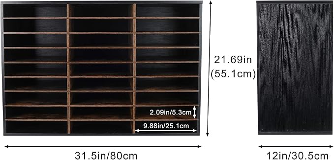 TQVAI Wood Literature Organizer, 27 Slots Hold 13500 Sheets A4 Papers, Wooden - Image 3